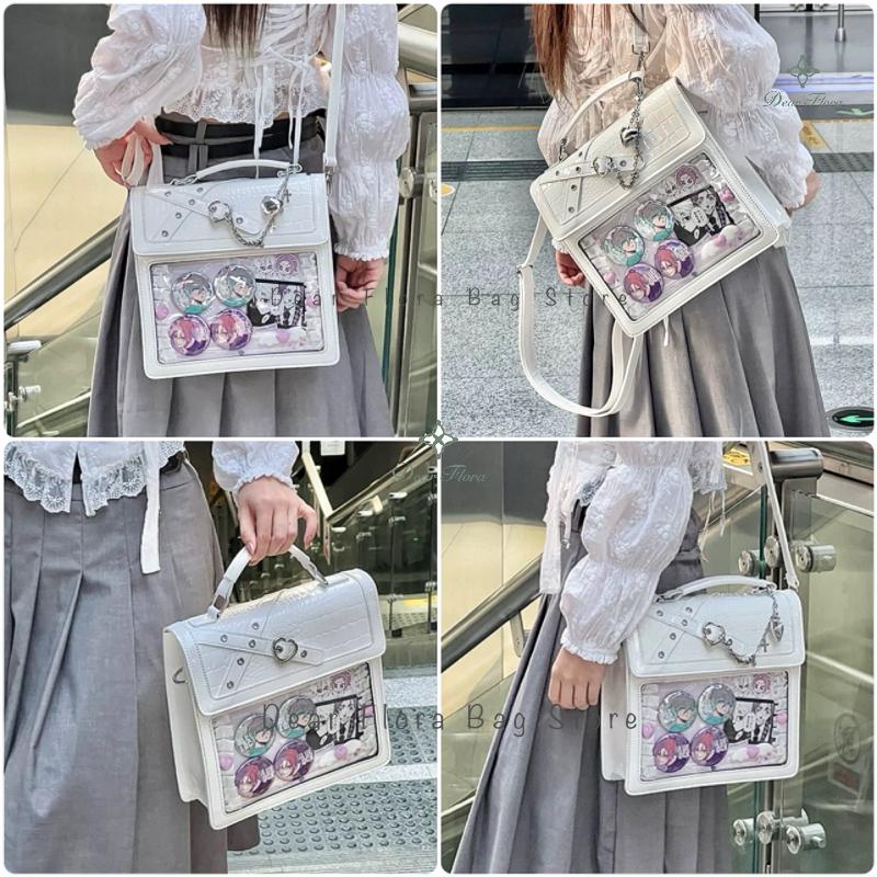 Women Gothic Backpack Kawaii Ita Bag Fashion Shoulder Bag Cute Girls Transparent Pocket Crossbody Bag New DIY Badge Knapsack