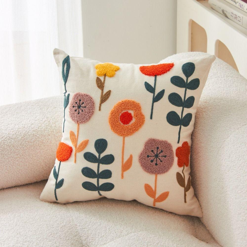 Pastoral Style Flower Pattern Pillowcase Cotton Cushion Cover Throw Pillowcover  Living Room/Office