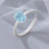 925 Sterling Silver Rings For Women Geometric Fine Jewelry Finger Adjustable Simple Blue Stone Leaf Ring For Party Birthday Gift