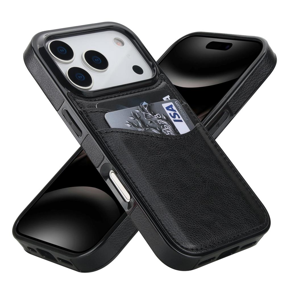 For iPhone 17 Pro Case Card Slot Slim-Fit PU + TPU Mobile Cover