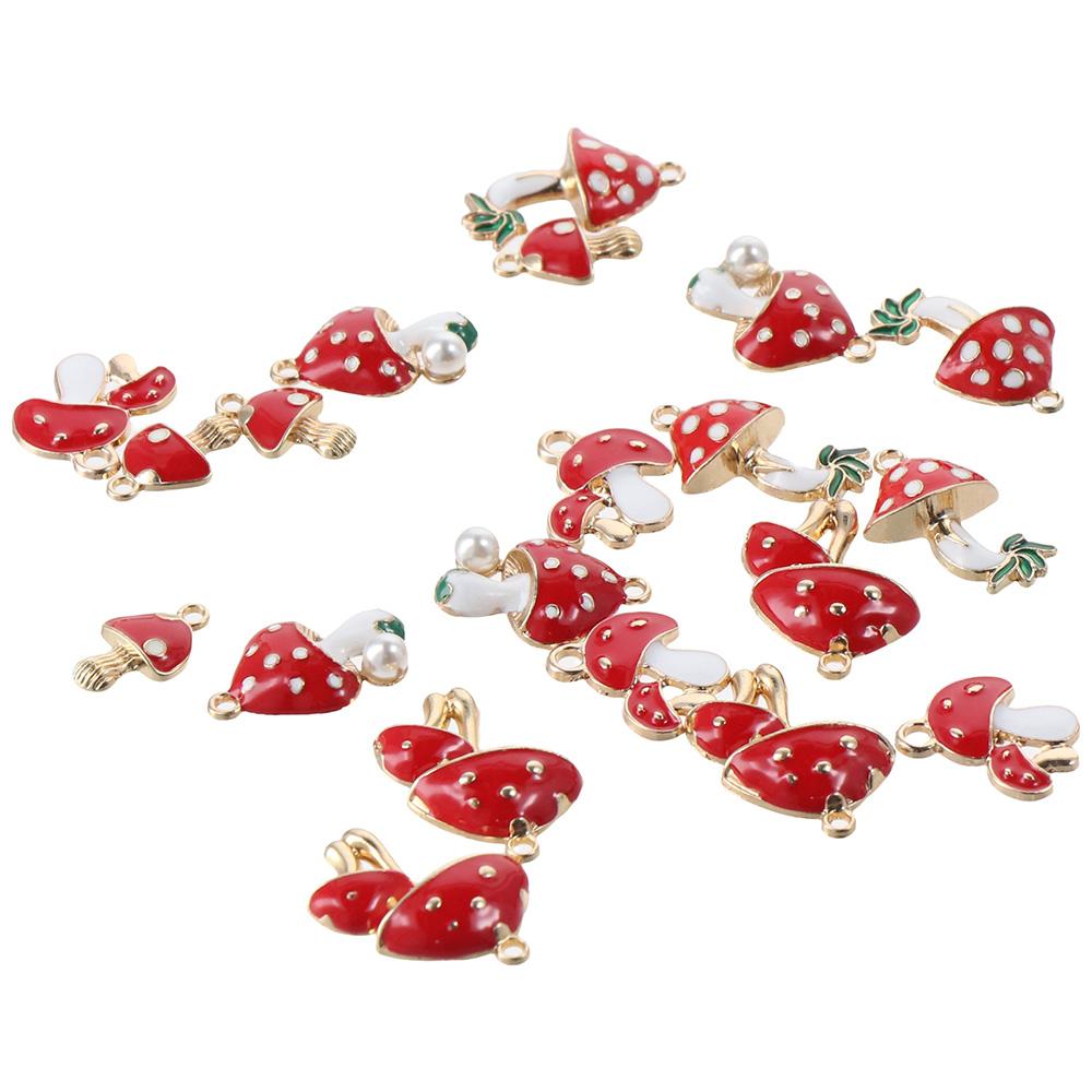 20pcs 20pcs Enamel 5 Shapes Red Mushroom DIY Mushroom Pendant Charms  Women