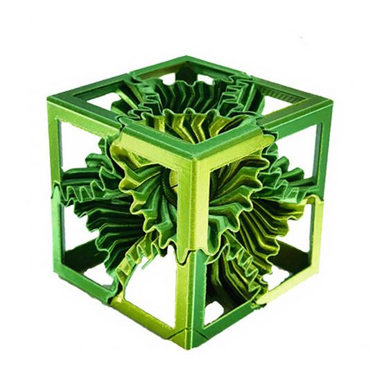 Yousheng 3D Printed Gear Cube Anxiety Stress Relief Rotatable Gear Square Block Travel Portable Spin Gear Cube Sensory Toy