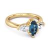 London Blue Topaz Trio Stone Tapered Ring - 925 Sterling Silver Gold Vermeil