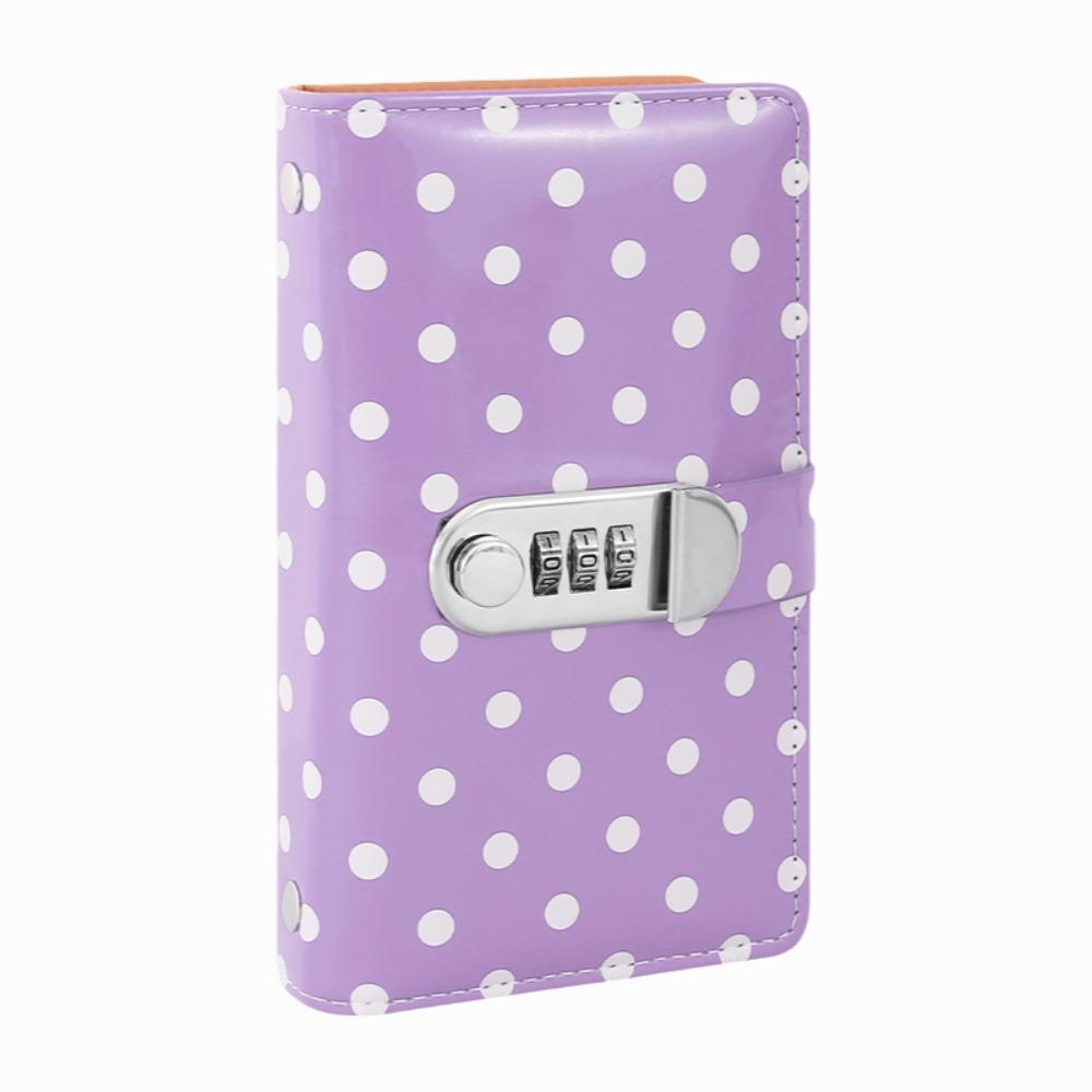 PU Leather Cash Savings Binder 100 Pockets Polka Dot Design Cash Envelope Savings Book with Combination Lock
