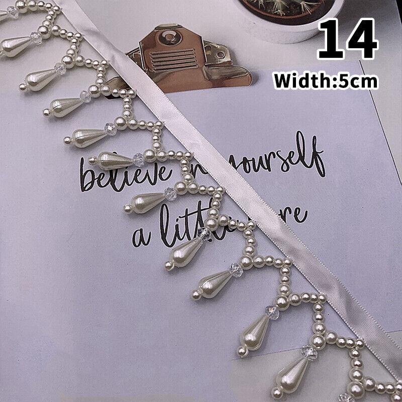 Beaded Tassel Trim Ribbon Wedding Dress Costume Edging Sew Pearl Craft DIY Crafts Dress Jeans Clothing Decoration