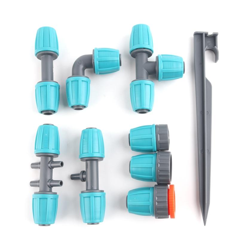 5pcs 16mm Garden Watering Hose Connectors Micro Irrigation PE Pipe Elbow Tee Straight Joints Agricultural Watering Kits Fittings