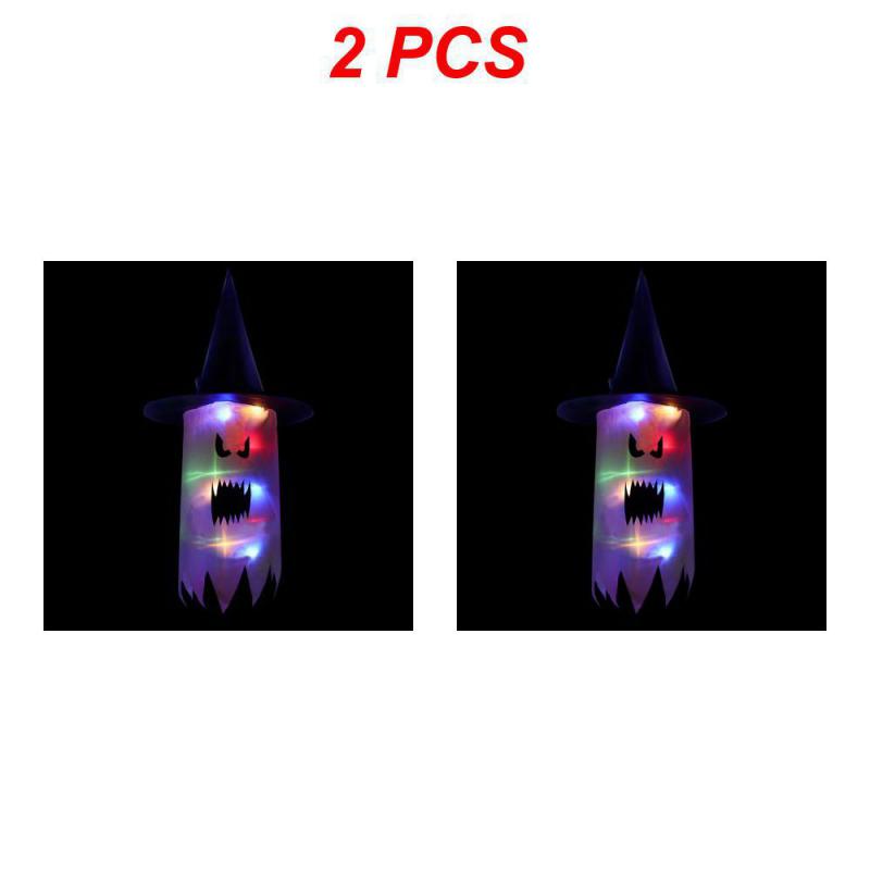 Halloween Hanging Glowing Ghost Hat Lights Decoration Glowing Witch Hat alloween Party Props for Outdoor, Yard, Tree