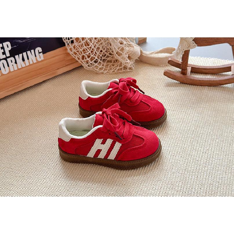 Children s German training shoes, new spring and autumn models, girls sneakers, casual soft-soled boys double-mesh breathable sports shoes 23 красный