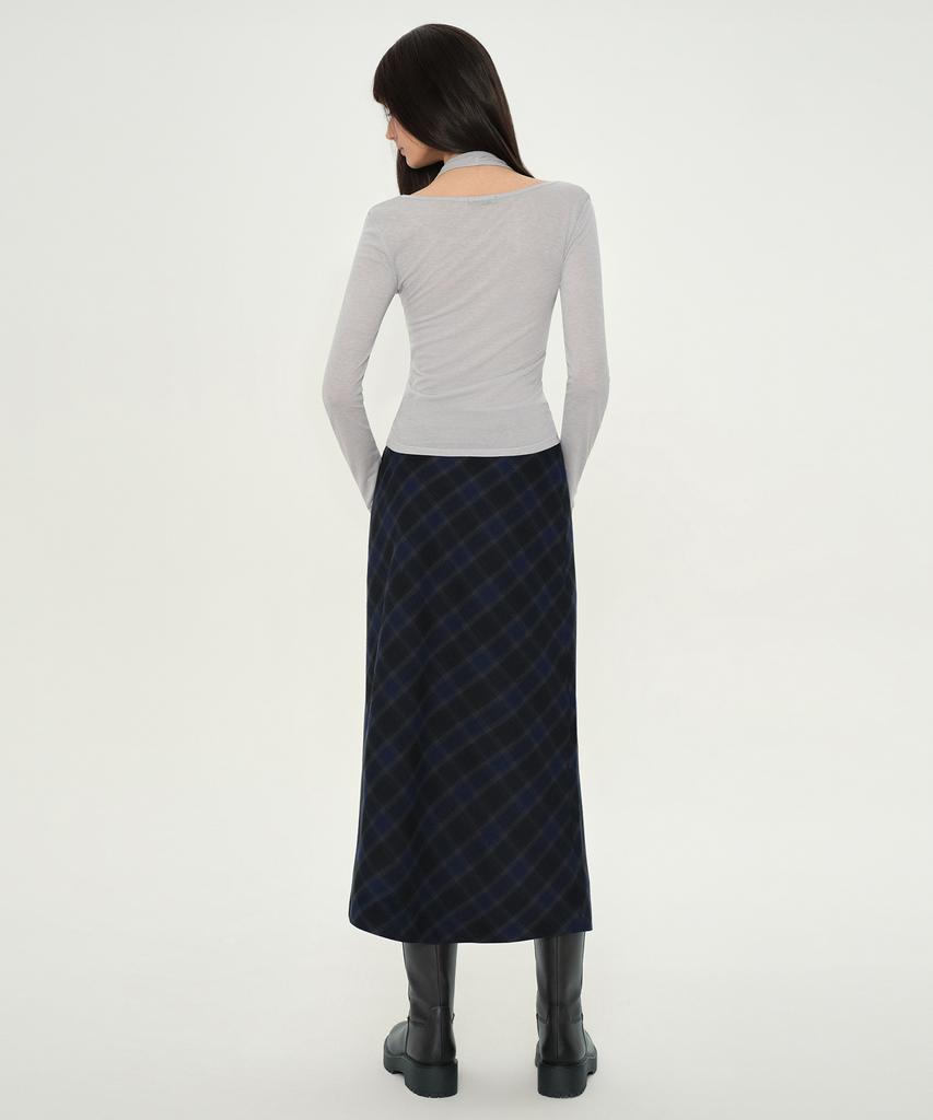 Musinsa Standard Woman Women'S Ombre Check Maxi Skirt [Navy]