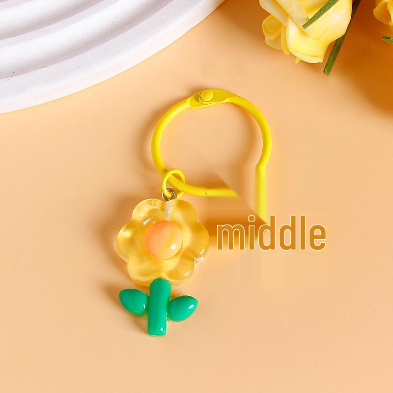 Colorful DIY Flower Keychain: Handmade Soft Rubber Floral Pendant & Bag Charm Accessory