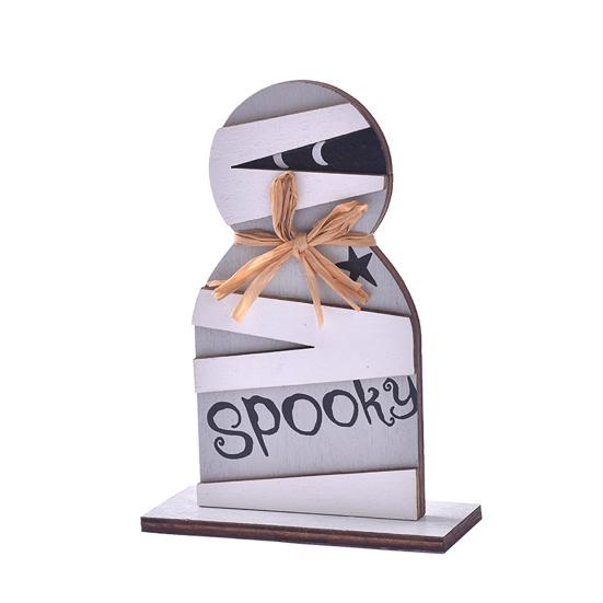 Halloween Wooden Ghost Sign Cute Ghost Witch Pumpkin Tiered Tray Decoration for Home Shelf Mantel Tabletop Windowsill Decor