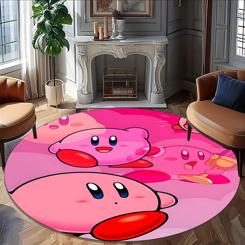 1pc Kirby2 Print Round Carpet Chair Round Carpet Suitable for Bedroom Living Room Home Decorative Carpet