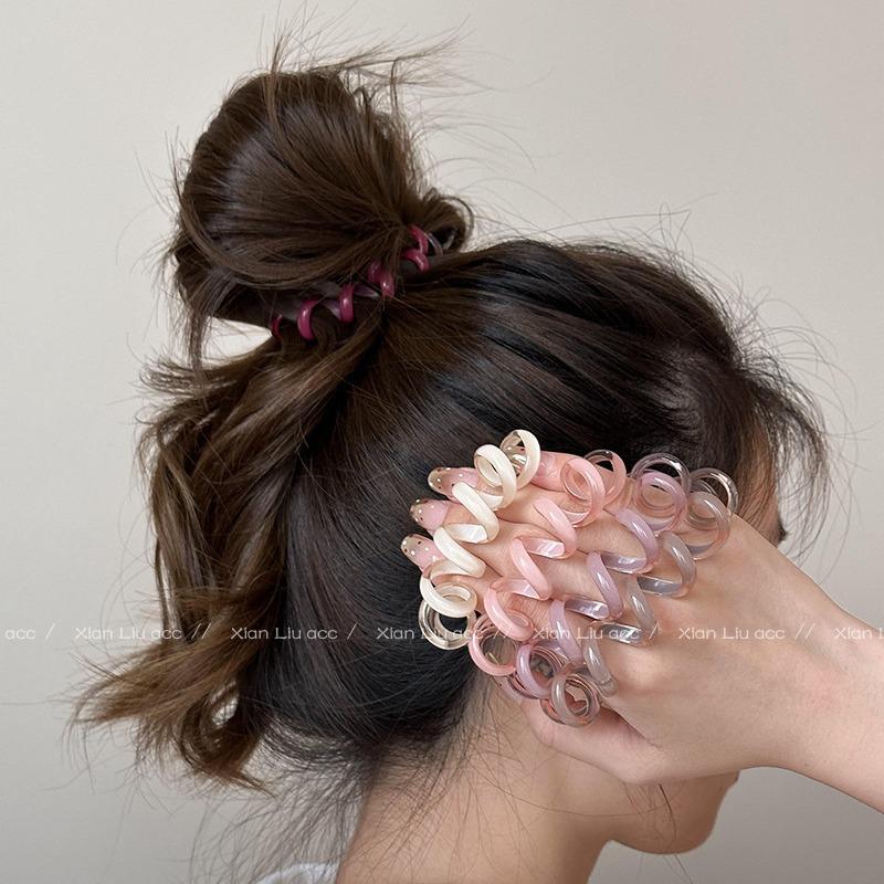 AWAYTR 6PCs Mixed Colors Headbands High ElasticTel Rope Ponytail For Women Hair Ties Holders Rubber Band Korean Headdress