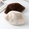 Winter Plush Hat Women's Thickened Warm Fashion Ear Protection Bucket Hat Imitation Mink Fur Windproof and Coldproof Basin Hat