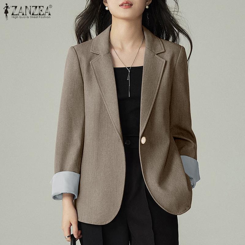 ZANZEA Womens Casual Notched Lapel Loose Long Sleeve Cardigan Thin Outwear