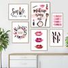 Fashion Lipstick Cosmetics Brush Posters and Prints Wall Art Pictures Cosmetic Canvas Paintings for Beauty Girl Room Home Decor