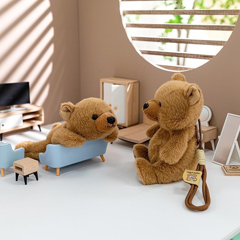 Plush Animal Dolls Bear Cow Elephant Hippo Duck Pig Dog Backpack Pendant Gift