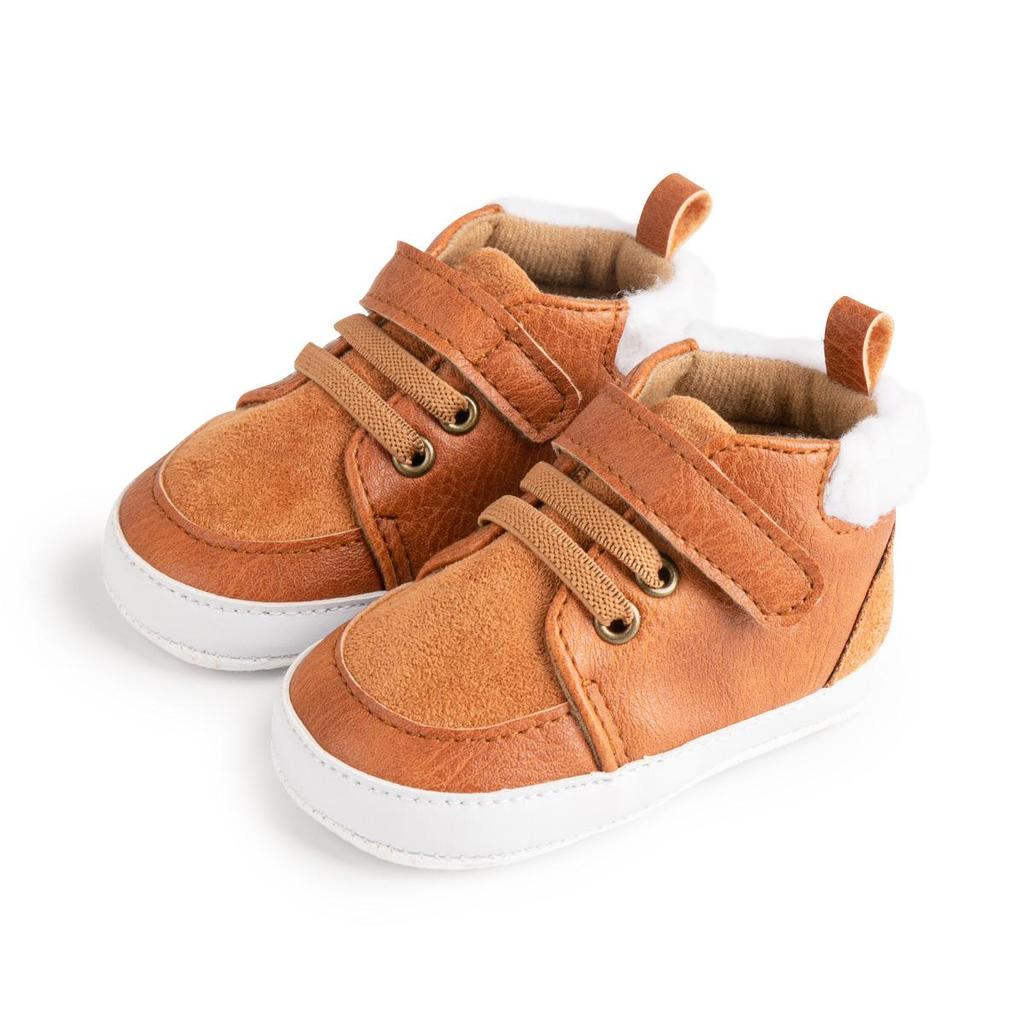 Winter Autumn Boys' Cozy Cotton Shoes - Solid Color, Plus Velvet, Soft Sole Baby Shoes