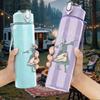 1PC Dancing female figure line sketch print 750ml colorful plastic sports water bottle leakproof pop up lid with straw for outdoor work home use