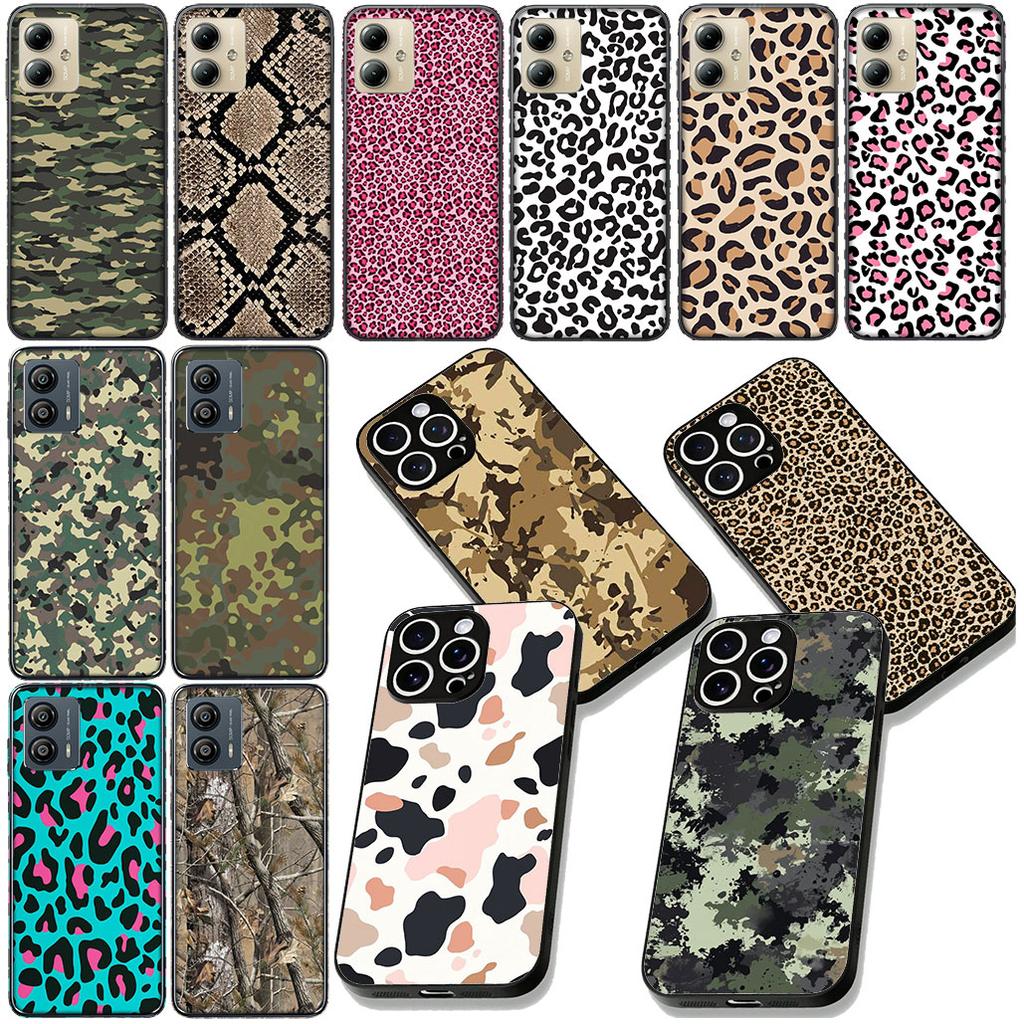 Cow Print Leopard Snake Camouflage Phone Case for Samsung Galaxy S25 Edge S24 S23 FE Plus Ultra A16 A15 A55 A57 5G Soft Cover