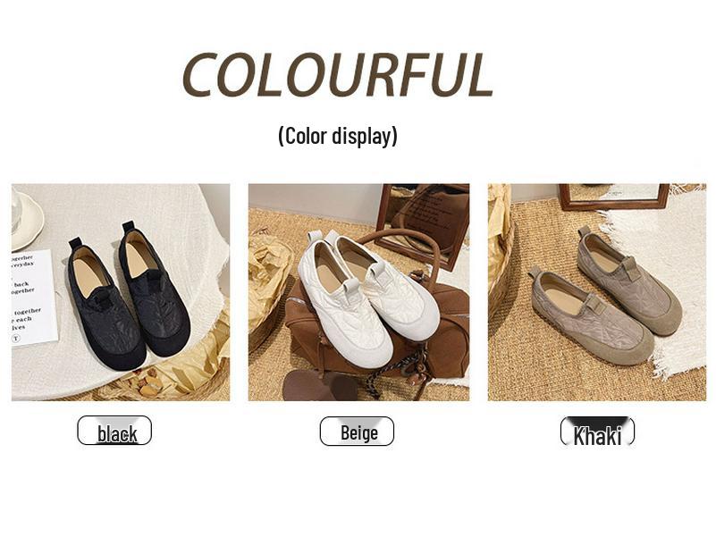 Vintage Style Slip-On Flat Shoes - Women's Versatile Autumn/Winter Grandma Shoes
