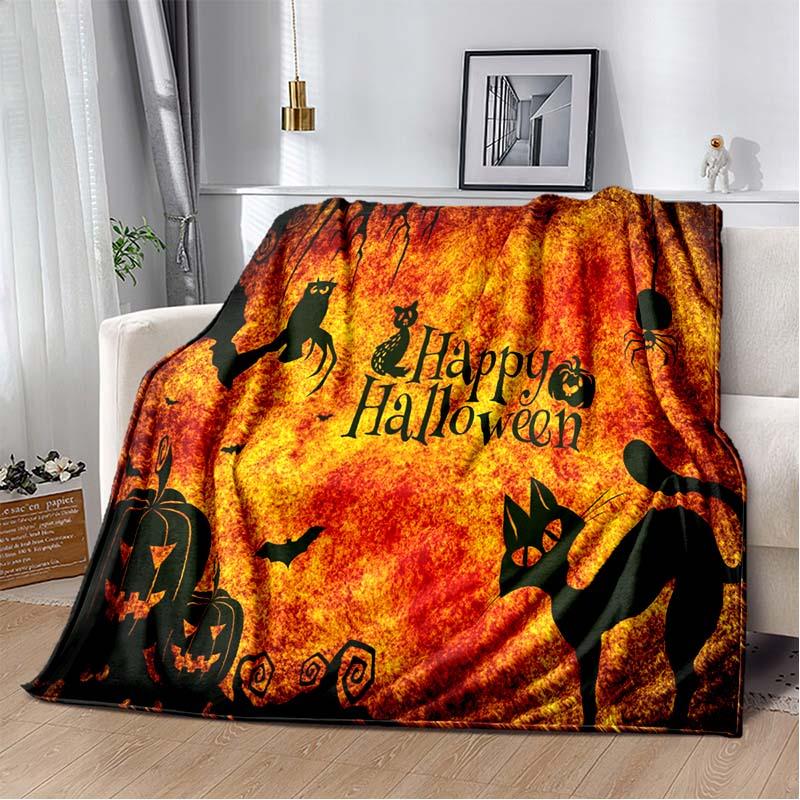 Halloween Terrifying Pumpkin Surprise Soft Blanket Home Room Sofa Bed Warm Travel Picnic Leisure Office Oversized Gift Blanket