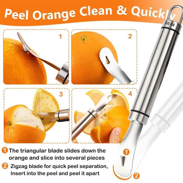 Long Handle Stainless Steel Orange Peeler Lemon Peeler Easy To Peel Tool Fruit Zesters Kitchen Accessories Kitchen Gadgets