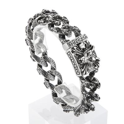 Edelstahl 316L Wolf Cuban Chain Armband Herren Punk Einzigartiger Straßenparty Schmuck Klobige Gothic Accessoires Geschenk