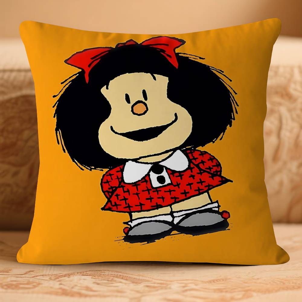 Подушка с изображением аниме-девушки MafaldaS – Съемная моющаяся наволочка – Мягкий лен для всех сезонов 16x16Inch