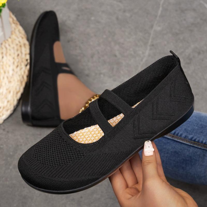Women s Breathable Mesh Mary Jane Flats Slip-on Comfortable Casual Walking Shoes 36 чёрный