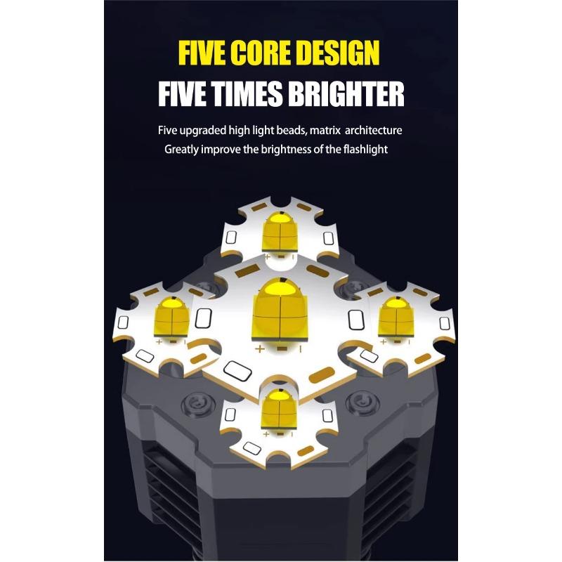 4/5/6LED High Power Led Flashlights Rechargeable Camping Spotlight With Side Light 3 Lighting Modes For Camping Adventure