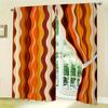 Retro Orange Brown Wavy Stripe Curtains Set of 2 Rod Pocket Semi Sheer for Living Room Bedroom Decor