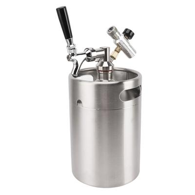 Mini Fusto di Birra in Acciaio Inossidabile con Manometro 60psi Valvola di Uscita Erogatore Mini Birra Pressurizzata 5L