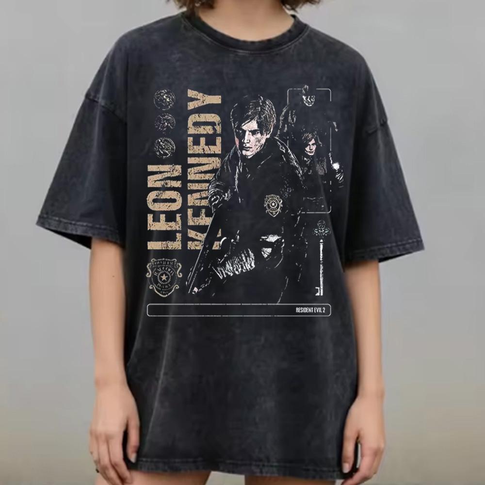 Fashion Leon Kennedy Resident Evil  Tshirt For Unisex Women Cotton T Shirts Streetwear Tops Biohazard Game S