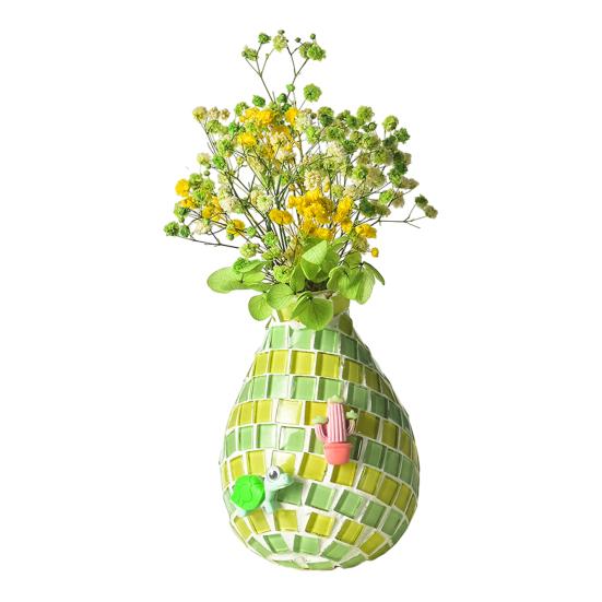 1 Set Handmade Mosaic Vase Kit with Wooden Vase Mosaic Tiles Tools Kids Adults Beginner Handcrafted