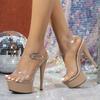 Fashion PVC Transparent Sandals for Women Summer Fashion Open Toe Buckle Strap Platform High Heels Party Stripper Pole Dance Heeled Shoe