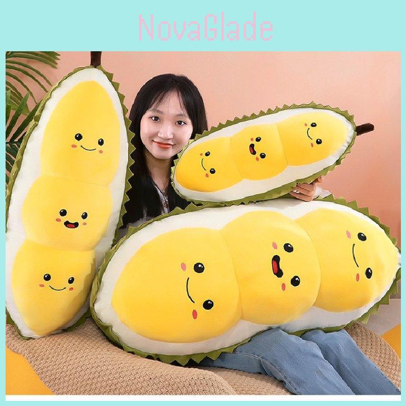 Adorable Plush Durian Bean Pillow Soft Stuffed Toy For Girls Decorative Home Accent