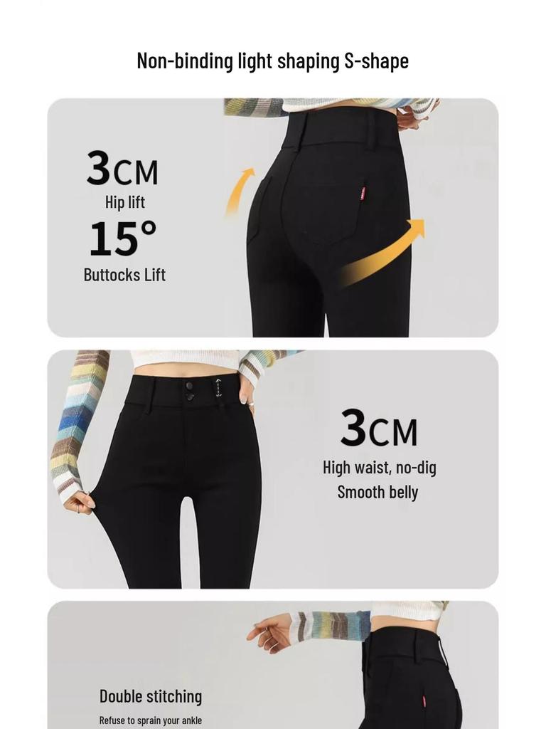 Women's 2025 High-Waisted Black Leggings - Elastic, Tight, Pencil Style for Spring