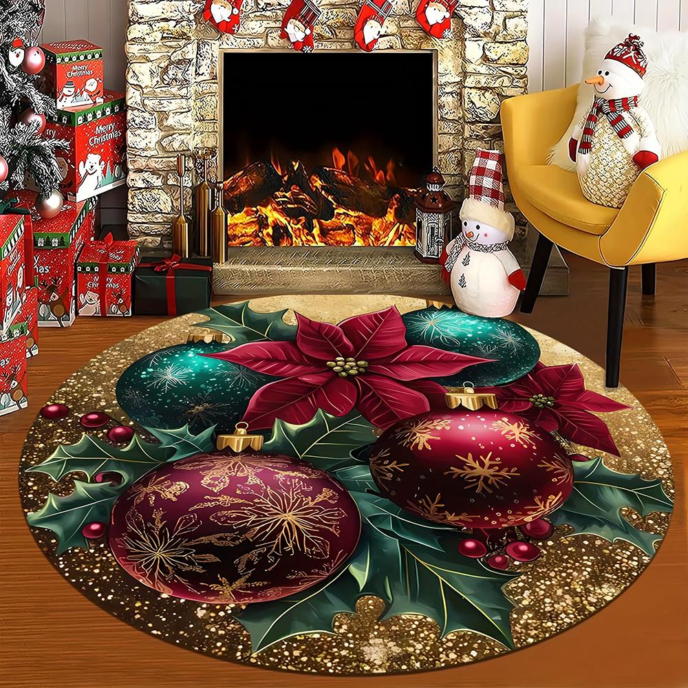 Christmas Magic: Round Rugs with Santa, Snowman, and Festive Designs for a Jolly Home! Room Floor Mats New Year Home Decoration