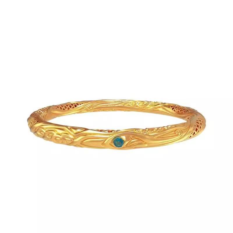 Ne Zha: Gold-Plated Qiankun Ring Bracelet - Unisex National Style Bangle Jewelry