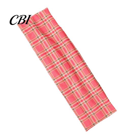 Exercise Sweat Wicking Band American Retro Style Headband, Plaid Print Stretchy Hair Band, Wide Fitness Headband Bundle Design Hot Girl Casual
