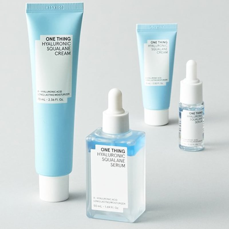 ONE THING Hyaluronic Squalane Serum 50ml + Cream 70ml Special Set (+ Serum & Cream Miniatures Free)