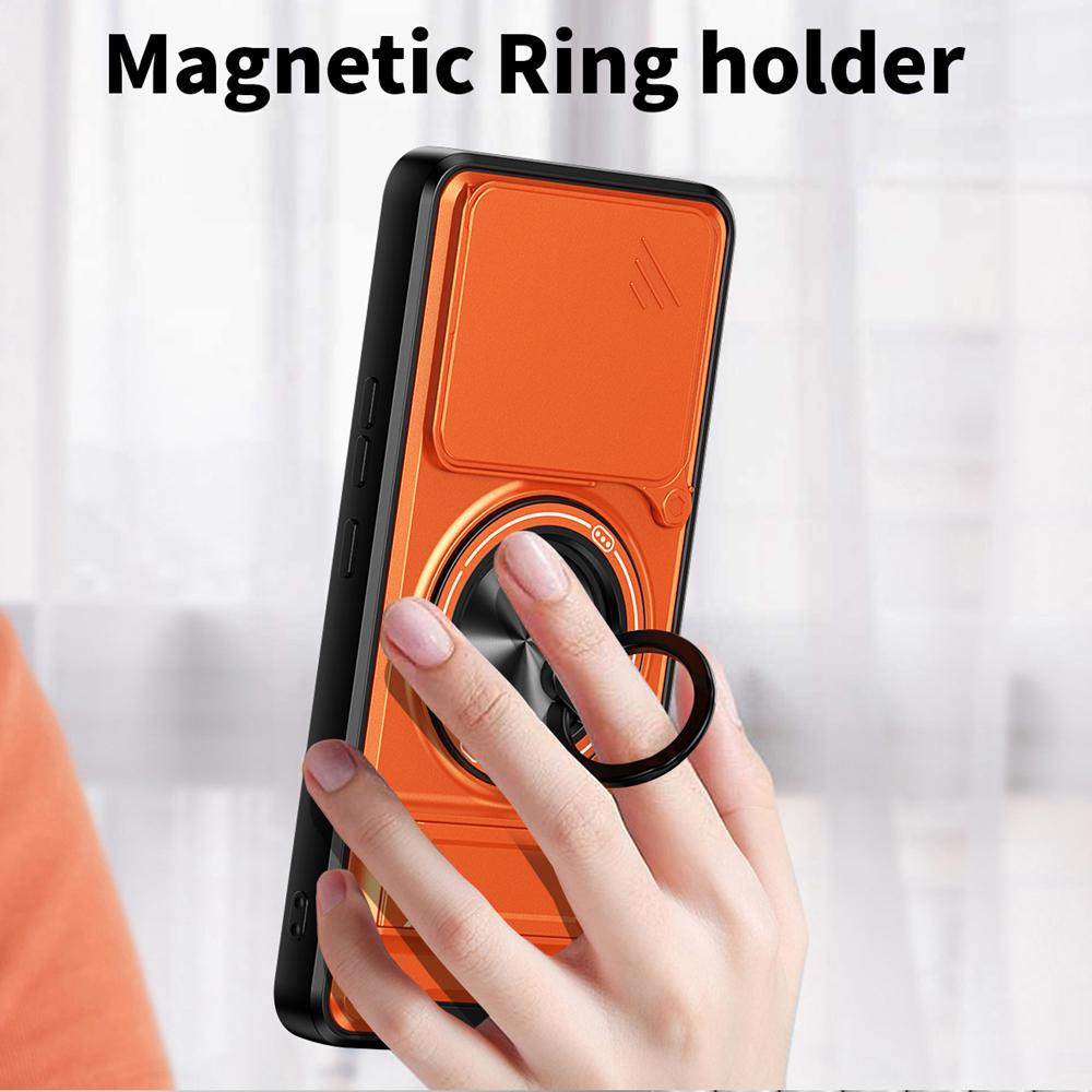 KEYSION Magnetic Phone Case for VIVO V60 Lite 5G Slide Camera Protection Upright Kickstand Ring Shockproof Cover for IQOO Z10R 5G