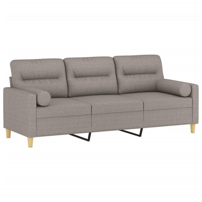 VidaXL 3-seater Sofa with Decorative Pillows Taupe 180 Cm Fabric, Sofa, Living Room Sofa, 3-seater Fabric Sofa, 3200836