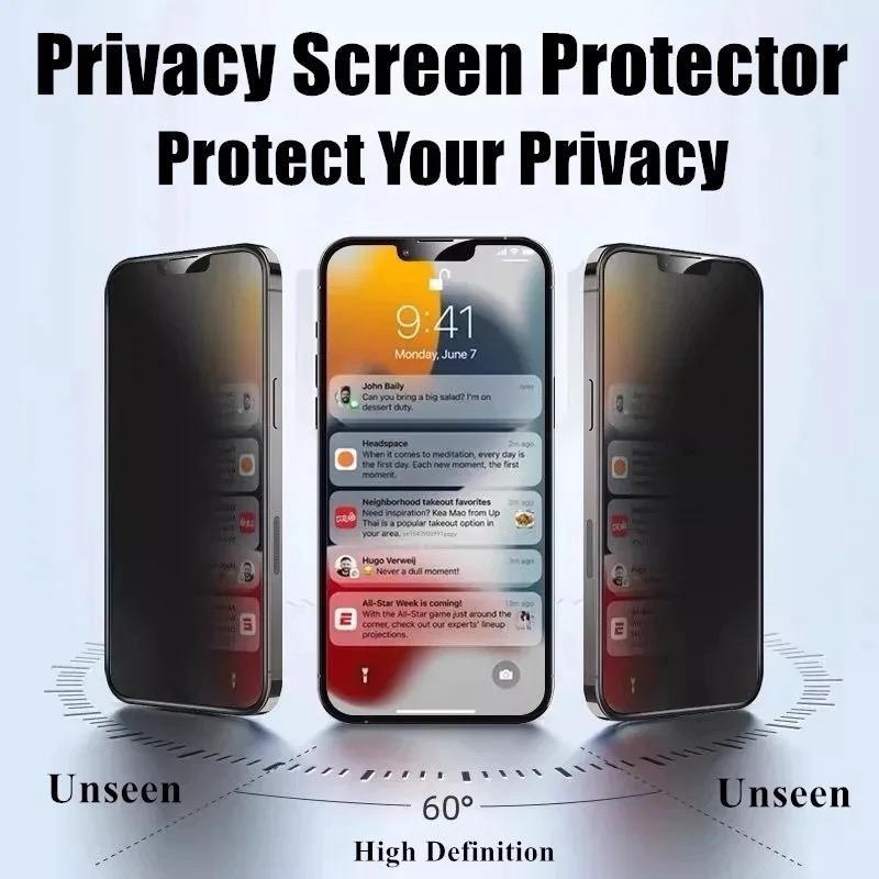 4PCS Privacy Screen Protector for iPhone 15 14 13 Pro Max 15 14 Plus 13 12 Mini 11 Pro XS Max X XR Privacy Tempered Glass