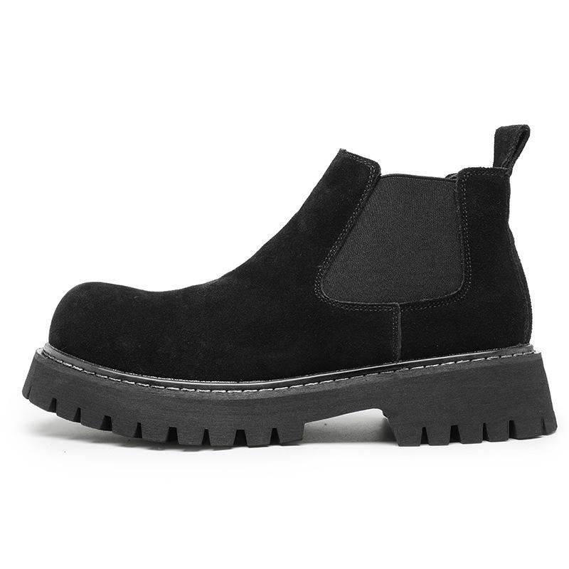 Men's shoes autumn new flip fur derby shoes leather platform lightweight high-top shoes fashion casual men's Martin boots