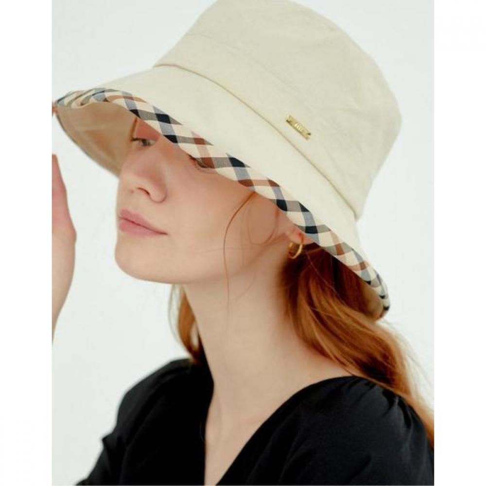 Daks Ivory Check Cotton Linen Blend Bucket Hat Dbhe2e123