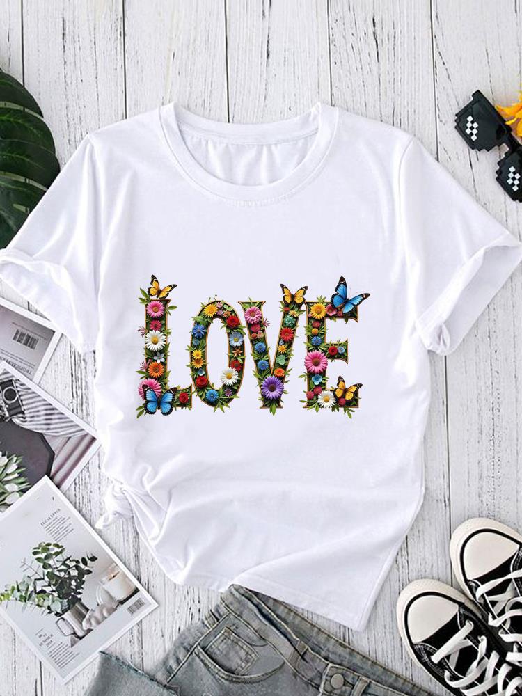 (Asian Size) Watercolor Style Trend Short Sleeve T-shirts Print O-neck Fashion Female Casual Women's Top T Clothing Graphic Tee