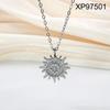 European Style Gold-Plated Titanium Steel Necklace with Rhinestone Sun and Star Design for Women – Elegant Clavicle Chain Jewelry