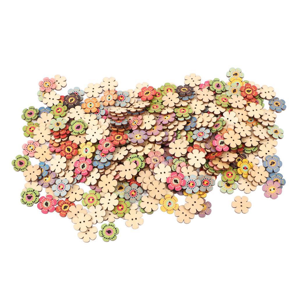 Flower Buttons Retro Rich   Vivid Colors   Wood Wide Application Craft Buttons for Clothing Bag